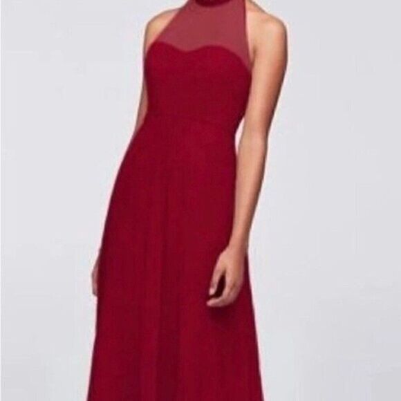 Allover Lace A-Line women long Dress F19635 color apple, red, XS - Picture 5 of 16